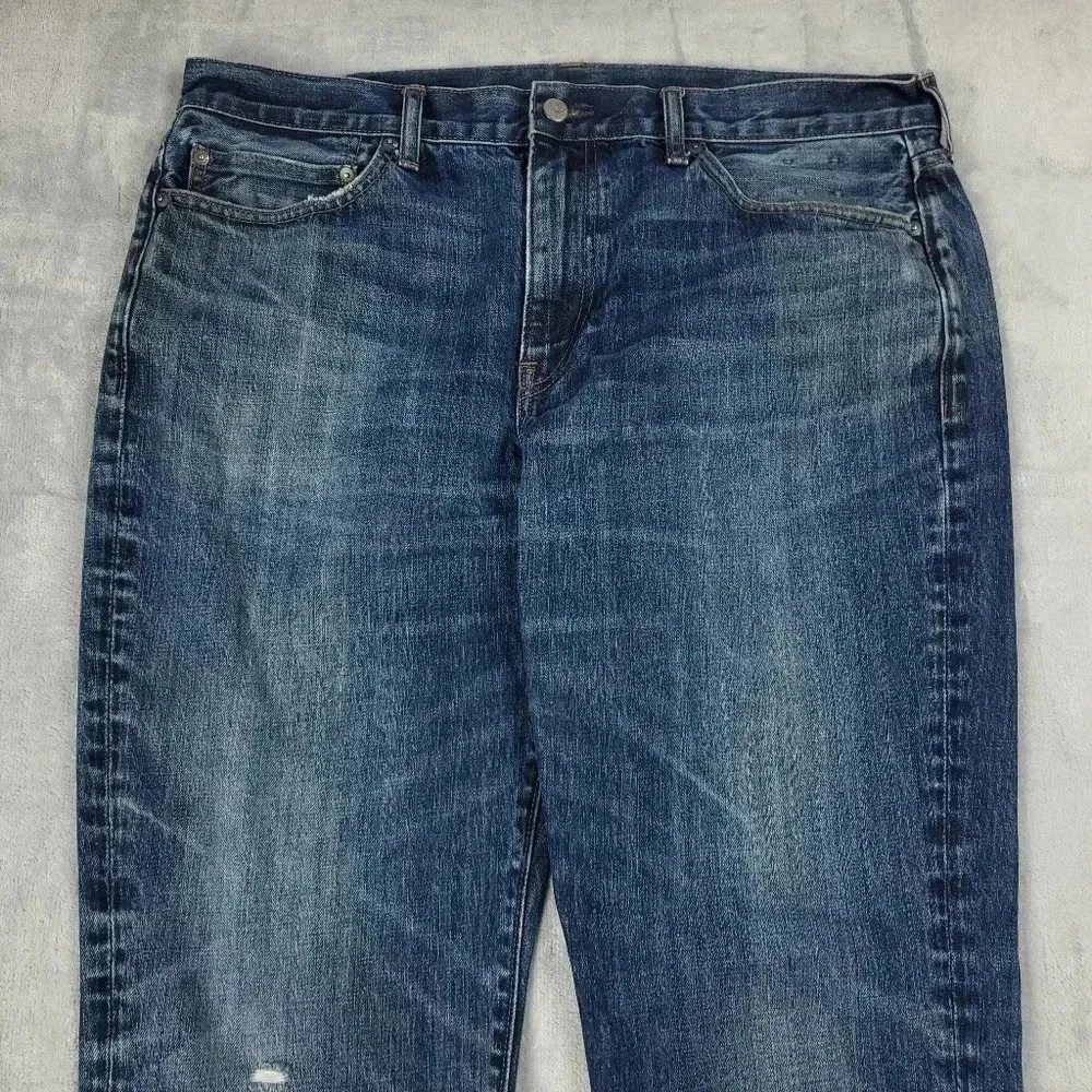 J Crew 770 Jeans Mens 38x32 Kaihara Japanese Denim Slim Straight Distressed - Picture 3 of 13